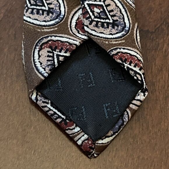 Vintage Fendi Roma Brown Hand Made 100% Silk Men’s Neck Tie Made In Italy - Picture 8 of 10